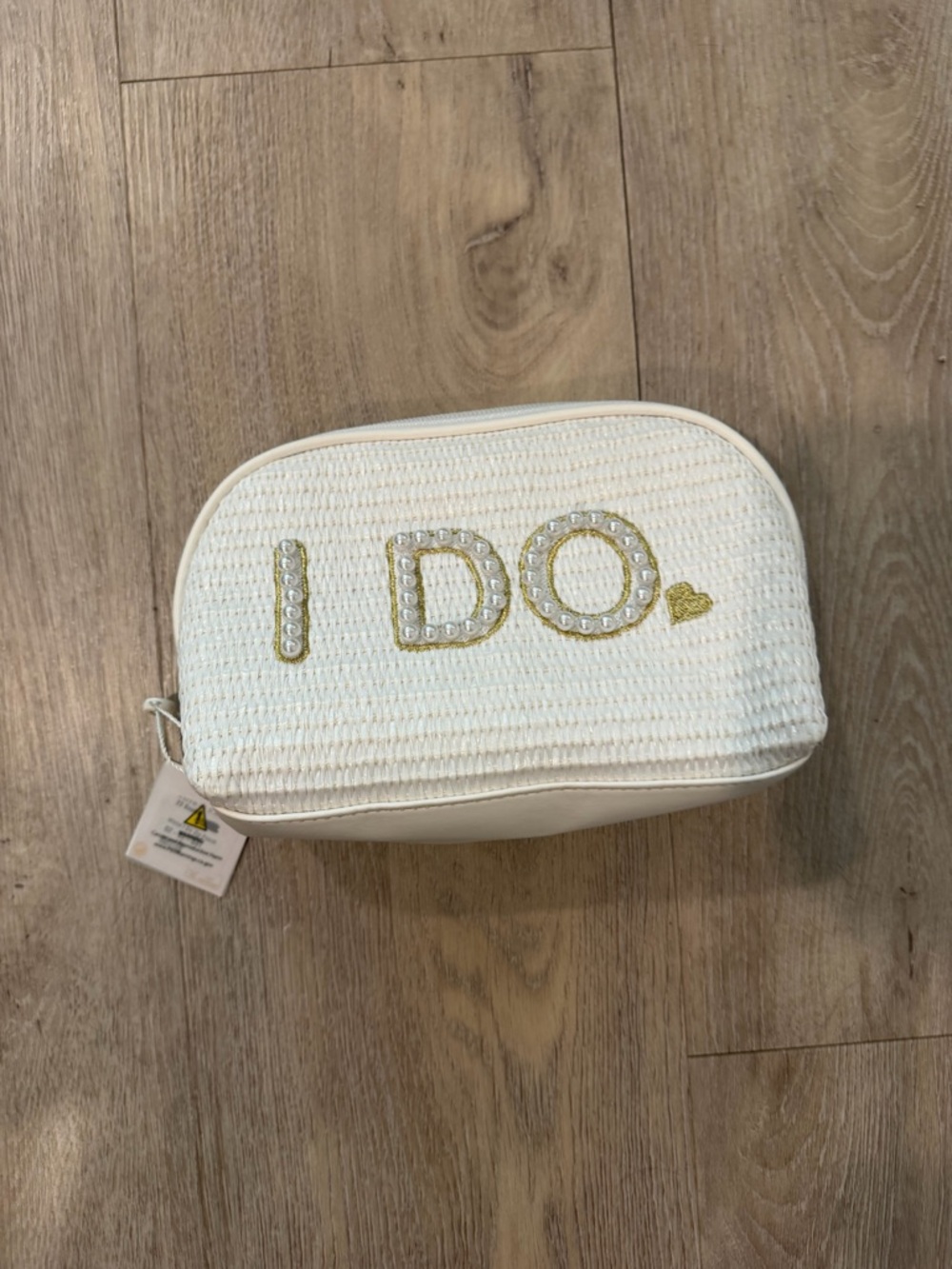 White Beaded 'I DO' Bridal Makeup Bag